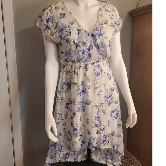 Lily Rose Blue Floral Hi Low Dress Sz S Cottagecore Fairy Garden Romantic - Picture 9 of 11